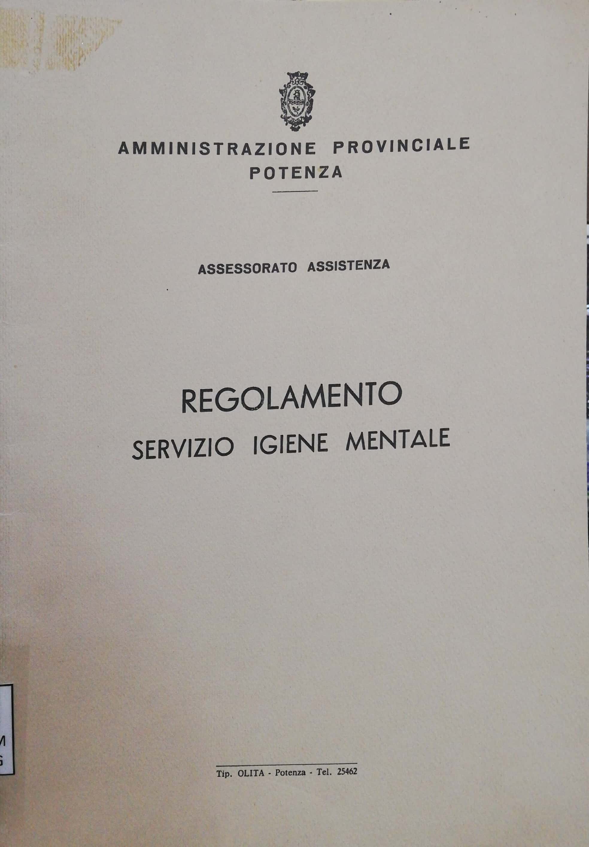 REGOLAMENTO SERVIZIO IGIENE MENTALE